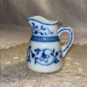 Vintage Blue and White Floral Mini Pitcher